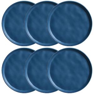 Conjunto com 6 Pratos de Sobremesa Porto Brasil Bio Boreal em Stoneware 21,5cm  Azul