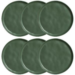 Conjunto com 6 Pratos de Sobremesa Porto Brasil Bio Leaf em Stoneware 21,5cm  Verde