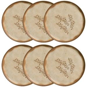 Conjunto com 6 Pratos de Sobremesa Porto Brasil Bio Nativa em Stoneware 21,5cm  Cinza