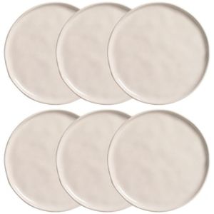 Conjunto com 6 Pratos de Sobremesa Porto Brasil Bio Clay em Stoneware 21,5cm  Areia