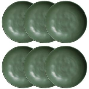 Conjunto com 6 Pratos Fundos Porto Brasil Bio Leaf em Stoneware 22,5 cm  Verde
