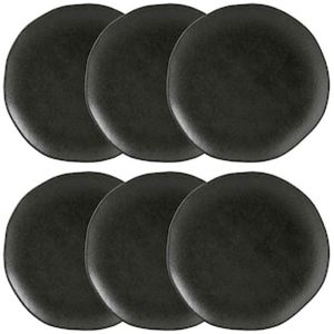 Conjunto com 6 Pratos de Sobremesa Porto Brasil Orgânico Carbon em Stoneware 19,1cm  Preto