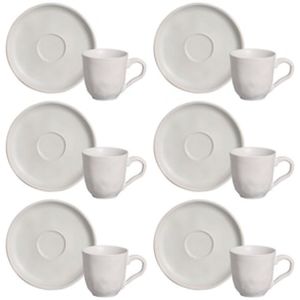 Conjunto com 6 Xícaras e Pires para Café Porto Brasil Bio Vit em Stoneware Cinza - 120 ml