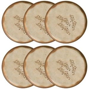 Conjunto com 6 Pratos de Sobremesa Porto Brasil Bio Nativa em Stoneware 21,5cm  Cinza