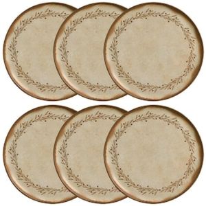 Conjunto com 6 Pratos Rasos Porto Brasil Bio Nativa em Stoneware 27,5 cm  Cinza