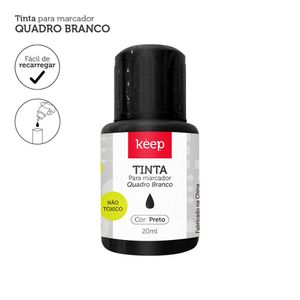 Tinta Refil Para Marcador de Quadro Branco 18ml Preto Caixa c/12 Unidades Keep - MR041 MR041