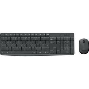 Kit Teclado e Mouse Logitech MK235 Sem Fio Preto e Cinza