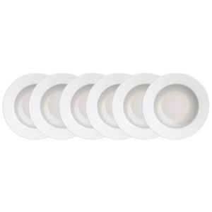 Conjunto com 6 Pratos Fundos Tramontina Maria Augusta em Porcelana 23 cm - Branco