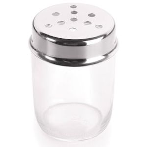 Porta Orégano ou Queijo Forma em Vidro e Aço Inox