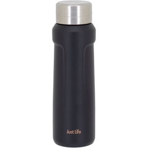 Garrafa Térmica 23X7X7 cm 500ml Inox Preto Parede Dupla Just Life