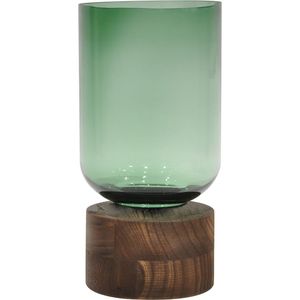 Vaso Vidro Mondello Verde Base Madeira Gs