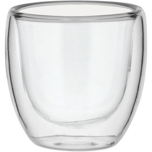 Xícara Café Parede Dupla Transparente 90Ml Clear Borosilicato 8X8X8Cm