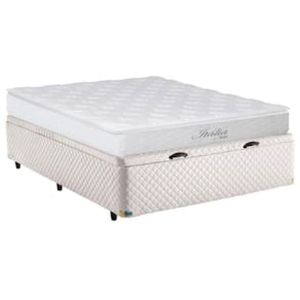 Colchão de Casal Umaflex Itália com Pillow Top e Molas Ensacadas + Base Box Itaflex com Baú - 66,5x138x188cm - Branco