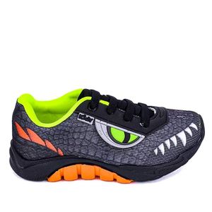Tênis Infantil Dinossauro Kidy Preto/Laranja