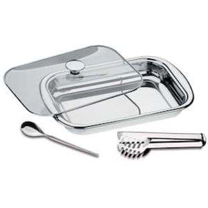 Conjunto de Travessa, Pegador e Colher Tramontina em Inox - 3 Peças