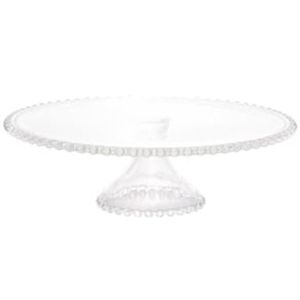 Prato para Bolo Wolff Pearl com Pedestal em Cristal - 31 cm