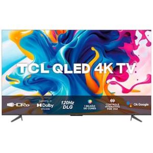 Smart TV QLED 50" 4K UHD TCL C645 Google TV, Dolby Vision Atmos, DTS, HDR10+, Wi-Fi Dual Band e Bluetooth Integrados, Comando de Voz à Distância