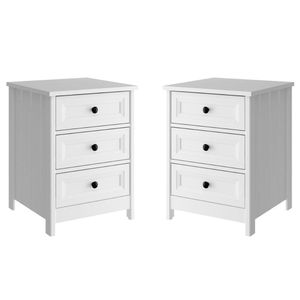 Mesa de Cabeceira Ditália 2 Unidades 3 Gavetas DM-111 Branco
