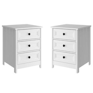 Mesa de Cabeceira Ditália 2 Unidades 3 Gavetas DM-111 Branco