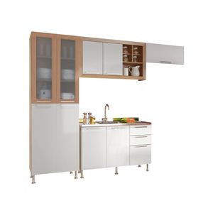 Cozinha Compacta Ditália Aspen 4 Peças Carvalho/Branco A45