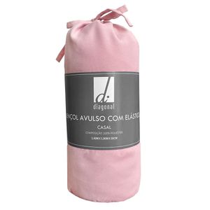 Lençol Avulso Casal Com Elástico 140x190 Rose Diagonal