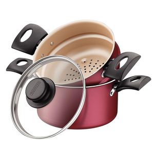 Cuscuzeira Antiaderente Turim 16cm Vermelha Tramontina