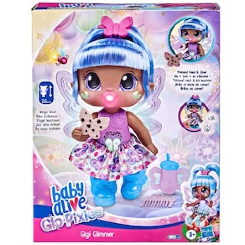 Boneca Baby Alive Glo Pixies Gigi Glimmer F2594 Hasbro 26,5cm