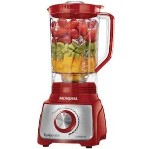 Liquidificador Mondial Turbo L-1100 com 12 Velocidades 1100W - Vermelho/Inox