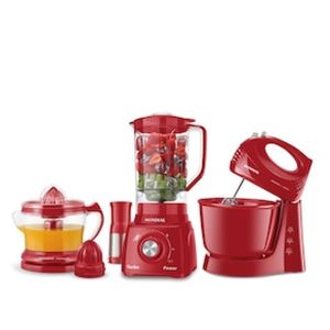 Conjunto Especial Mondial KT-105-R (Espremedor Premium + Batedeira Prática + Liquidificador Turbo Power) - Vermelho