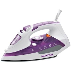 Ferro de Passar a Vapor Mondial Ceramic Express F-40 com Spray e Base Cerâmica - Branco/Roxo