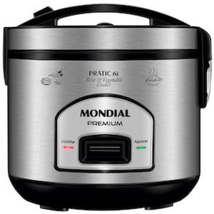 Panela Elétrica de Arroz Mondial PE-43 6 Xícaras - Preta/Inox