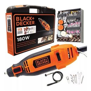 Micro Retífica 180W Com Controle De Torque Com 113 Acessórios + Maleta 220V Black Decker