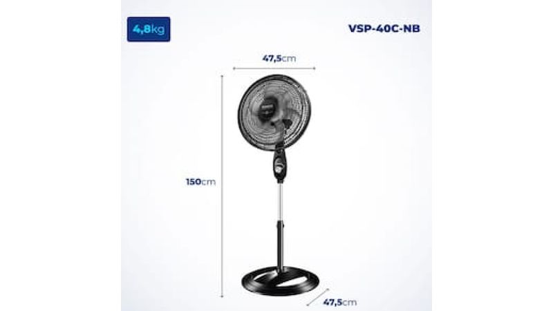 Ventilador de coluna 40 cm 6 pás Super Power - VSP-40C-NB 110V - Mondial