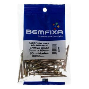 Parafuso de Ferro para Madeira Bemfixa 5x60mm Cabeça Chata