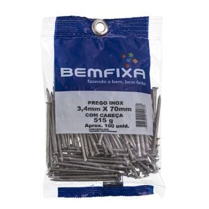 Prego com Cabeça Bemfixa 18x30 Inox 100 Peças