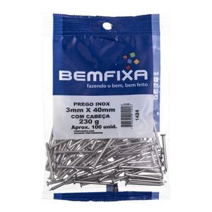 Prego com Cabeça Bemfixa 17x17 Inox 100 Peças