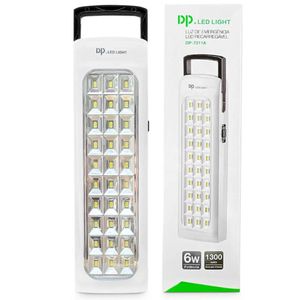 Lâmpada Luminária de Emergência Recarregável 30 LEDS 6w DP-7011A