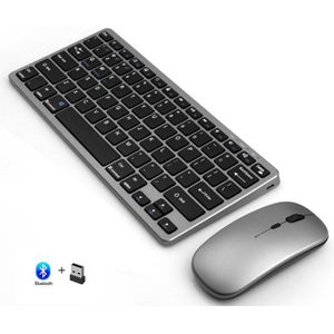 Kit Teclado e Mouse Sem Fio Bluetooth + 2.4Ghz Bateria Recarregavel