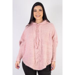 Poncho feminino de malha com trança 60012