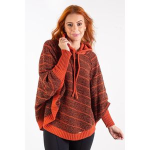 Poncho feminino de malha com capuz 60014