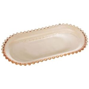 Travessa Oval Wolff Pearl em Cristal Âmbar - 15 x 30 cm