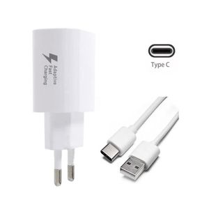 Carregador Ultra Rapido Samsung Galaxy A20 A30 A50 com Cabo Type C Branco