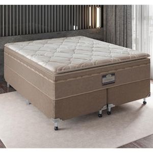 Cama Box Queen Size Portobel Potenza Platinum com Molas LFK e Pillow Top 74x158x198cm - Bege Claro