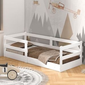 Cama Infantil Barreto Cercadinho Popy com Grade de Proteção - Branco