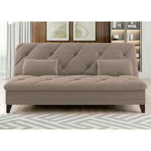 Sofá-Cama 3 Lugares Linoforte Jamile com Encosto Reclinável em Tecido Suede 188cm de Largura