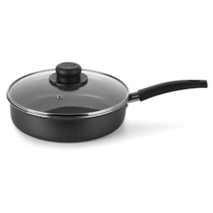 Frigideira Alta Multiflon Gourmet com Antiaderente Ultra 7 Preta com Tampa - 24 cm