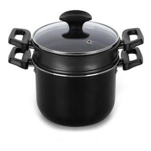 Cuscuzeira Multiflon Induct+ Antiaderente Quartzo Preta - 16 cm