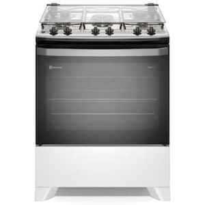 Fogão Electrolux 5 bocas Efficient FE5IB com Mesa Inox, PerfectCook, VaporBake e Acendimento Automático Bivolt  Branco