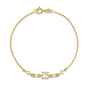 Pulseira de Prata 925 com banho de Ouro 18k com Prasiolitas