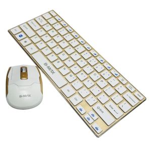 Teclado e Mouse Wireless Sem Fio Ultrafino USB BM-3910 Dourado